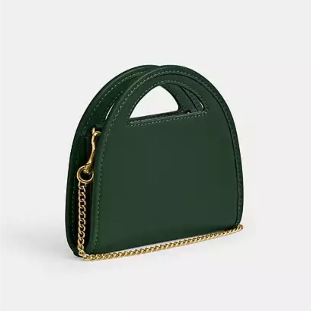 Coach Green Mini Bag with Gold Chain